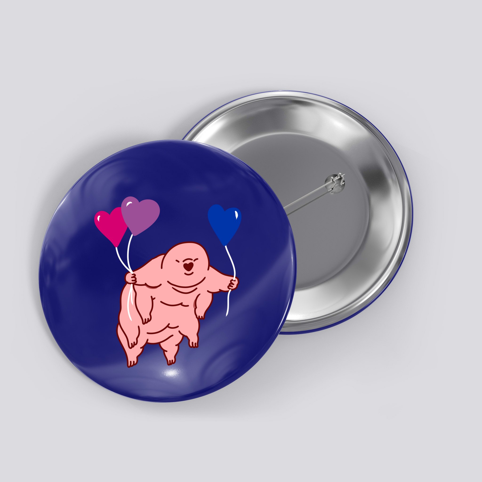 Tardigrade Heart Balloon Bisexual Pride Gift Button