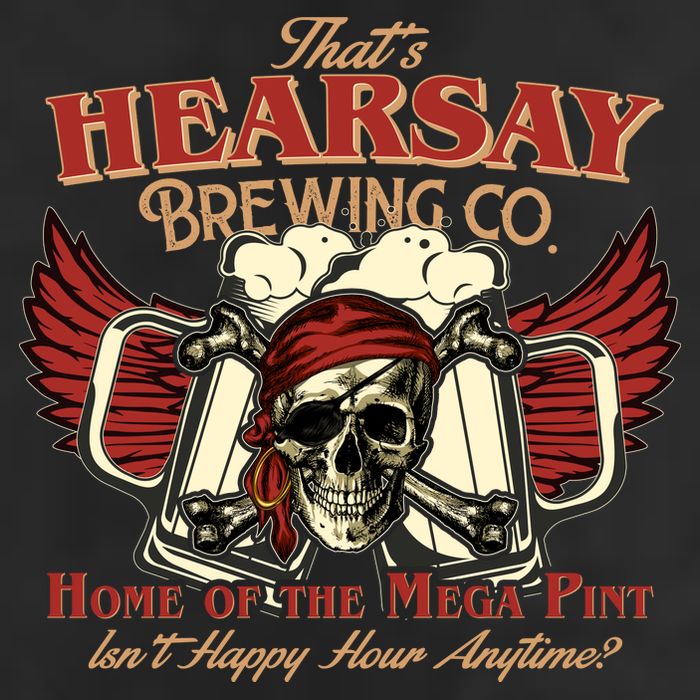 That's Hearsay Brewing Co Home Of The Mega Pint Isn't Happy Hour Anytime 7 Panel Mesh Trucker Snapback Hat