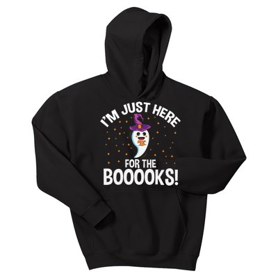 Teacher Halloween Bookworm Just Here For The Boooks Ghost Kids Hoodie