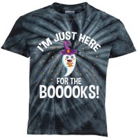 Teacher Halloween Bookworm Just Here For The Boooks Ghost Kids Tie-Dye T-Shirt