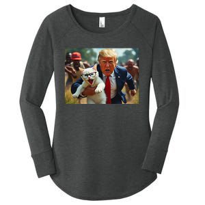 Trump Holding Cat Vote Trump Pets Women's Perfect Tri Tunic Long Sleeve Shirt