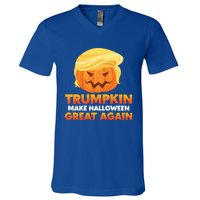 Trump Halloween Costume Trumpkin Make Halloween Great Again Gift V-Neck T-Shirt