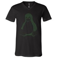 Tux Hacker Coder Sysadmin Printed Casual  V-Neck T-Shirt