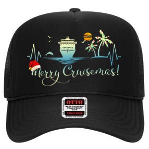 Tropical Heartbeat Christmas Cruise 2024 Merry Cruisemas High Crown Mesh Back Trucker Hat