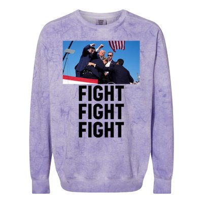 Trump Head Cartoon Bloody Ear 2024 Vote Survivor Fight Fight Funny Gift Colorblast Crewneck Sweatshirt