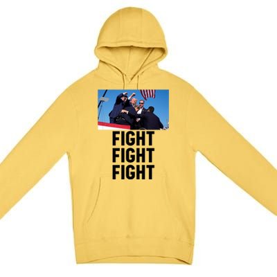 Trump Head Cartoon Bloody Ear 2024 Vote Survivor Fight Fight Funny Gift Premium Pullover Hoodie