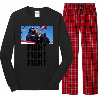 Trump Head Cartoon Bloody Ear 2024 Vote Survivor Fight Fight Funny Gift Long Sleeve Pajama Set