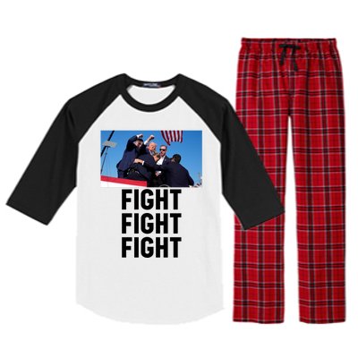 Trump Head Cartoon Bloody Ear 2024 Vote Survivor Fight Fight Funny Gift Raglan Sleeve Pajama Set