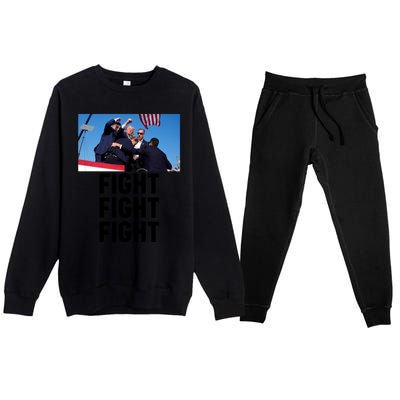 Trump Head Cartoon Bloody Ear 2024 Vote Survivor Fight Fight Funny Gift Premium Crewneck Sweatsuit Set