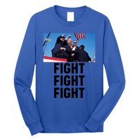 Trump Head Cartoon Bloody Ear 2024 Vote Survivor Fight Fight Funny Gift Long Sleeve Shirt