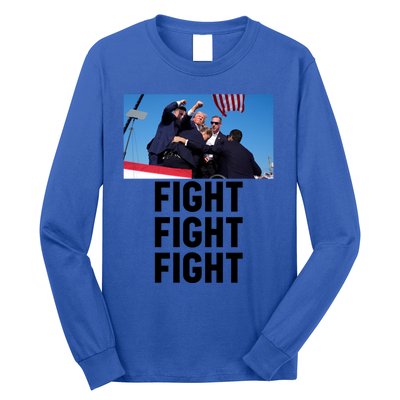 Trump Head Cartoon Bloody Ear 2024 Vote Survivor Fight Fight Funny Gift Long Sleeve Shirt