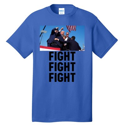 Trump Head Cartoon Bloody Ear 2024 Vote Survivor Fight Fight Funny Gift Tall T-Shirt