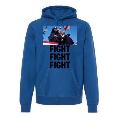 Trump Head Cartoon Bloody Ear 2024 Vote Survivor Fight Fight Funny Gift Premium Hoodie