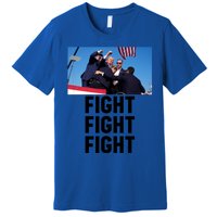 Trump Head Cartoon Bloody Ear 2024 Vote Survivor Fight Fight Funny Gift Premium T-Shirt