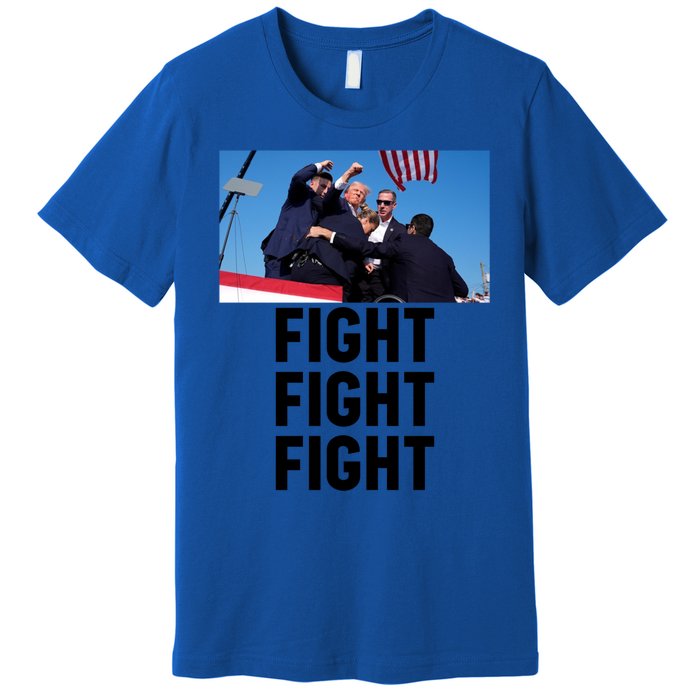 Trump Head Cartoon Bloody Ear 2024 Vote Survivor Fight Fight Funny Gift Premium T-Shirt