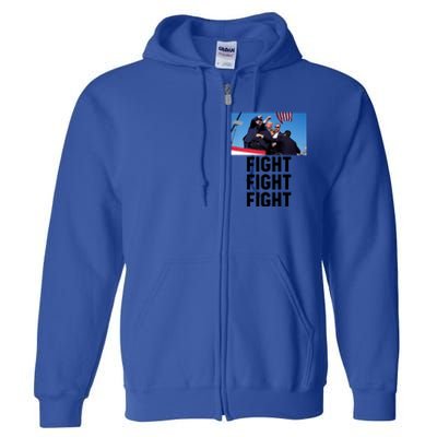 Trump Head Cartoon Bloody Ear 2024 Vote Survivor Fight Fight Funny Gift Full Zip Hoodie