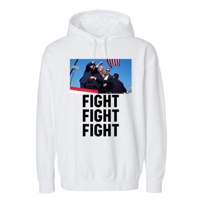 Trump Head Cartoon Bloody Ear 2024 Vote Survivor Fight Fight Funny Gift Garment-Dyed Fleece Hoodie