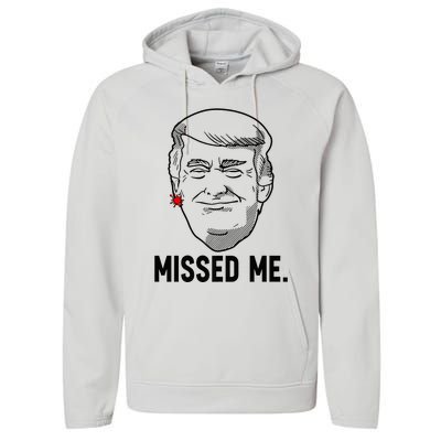 Trump Head Cartoon Bloody Ear Missed Me Funny 2024 Survivor Performance Fleece Hoodie