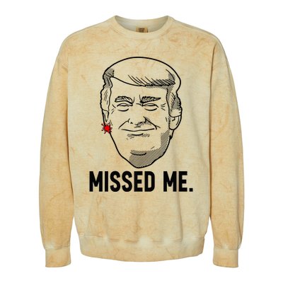 Trump Head Cartoon Bloody Ear Missed Me Funny 2024 Survivor Colorblast Crewneck Sweatshirt