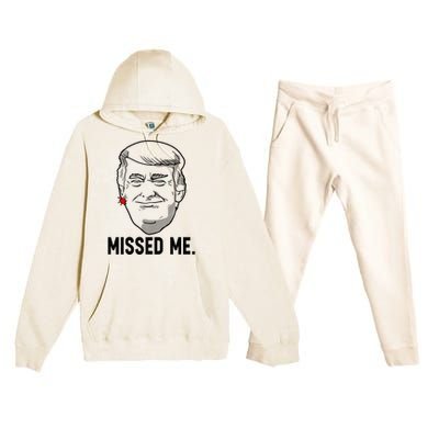 Trump Head Cartoon Bloody Ear Missed Me Funny 2024 Survivor Premium Hooded Sweatsuit Set