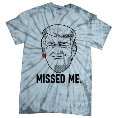 Trump Head Cartoon Bloody Ear Missed Me Funny 2024 Survivor Tie-Dye T-Shirt