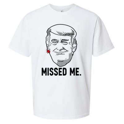 Trump Head Cartoon Bloody Ear Missed Me Funny 2024 Survivor Sueded Cloud Jersey T-Shirt