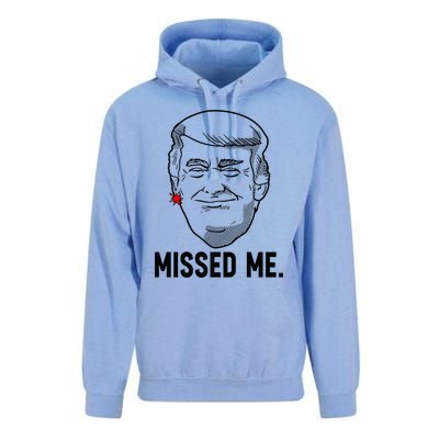 Trump Head Cartoon Bloody Ear Missed Me Funny 2024 Survivor Unisex Surf Hoodie