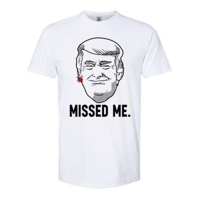 Trump Head Cartoon Bloody Ear Missed Me Funny 2024 Survivor Softstyle CVC T-Shirt