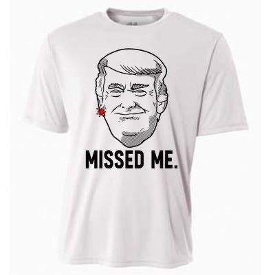 Trump Head Cartoon Bloody Ear Missed Me Funny 2024 Survivor Cooling Performance Crew T-Shirt