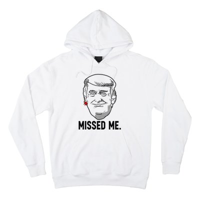 Trump Head Cartoon Bloody Ear Missed Me Funny 2024 Survivor Hoodie