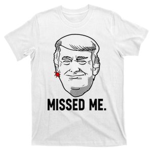 Trump Head Cartoon Bloody Ear Missed Me Funny 2024 Survivor T-Shirt