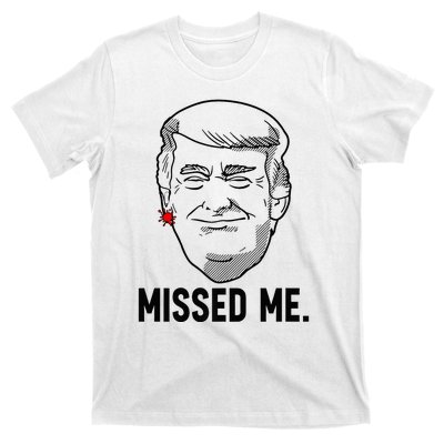 Trump Head Cartoon Bloody Ear Missed Me Funny 2024 Survivor T-Shirt