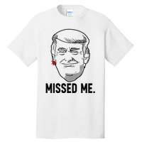 Trump Head Cartoon Bloody Ear Missed Me Funny 2024 Survivor Tall T-Shirt