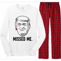 Trump Head Cartoon Bloody Ear Missed Me Funny 2024 Survivor Long Sleeve Pajama Set