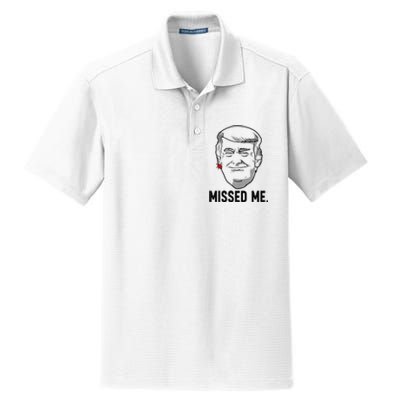 Trump Head Cartoon Bloody Ear Missed Me Funny 2024 Survivor Dry Zone Grid Polo