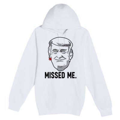 Trump Head Cartoon Bloody Ear Missed Me Funny 2024 Survivor Premium Pullover Hoodie