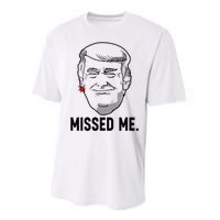 Trump Head Cartoon Bloody Ear Missed Me Funny 2024 Survivor Performance Sprint T-Shirt