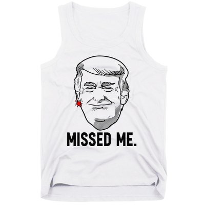 Trump Head Cartoon Bloody Ear Missed Me Funny 2024 Survivor Tank Top