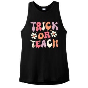 Teacher Halloween Costume Trick or Teach Ghost Groovy 70s Ladies PosiCharge Tri-Blend Wicking Tank