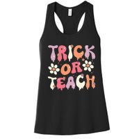 Teacher Halloween Costume Trick or Teach Ghost Groovy 70s Women's Racerback Tank