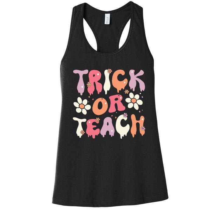 Teacher Halloween Costume Trick or Teach Ghost Groovy 70s Women's Racerback Tank