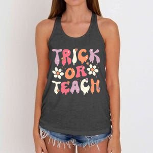 Teacher Halloween Costume Trick or Teach Ghost Groovy 70s Women's Knotted Racerback Tank