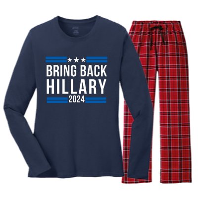 Trendy Hillary Clinton 2024 Presidential Election Women's Long Sleeve Flannel Pajama Set 