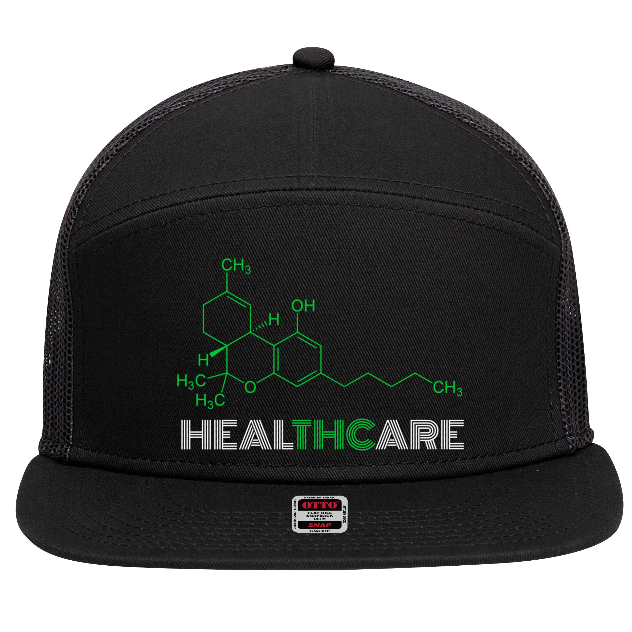 Thc Healthcare Cute Gift Thc Molecule Weed Cannabis 7 Panel Mesh Trucker Snapback Hat