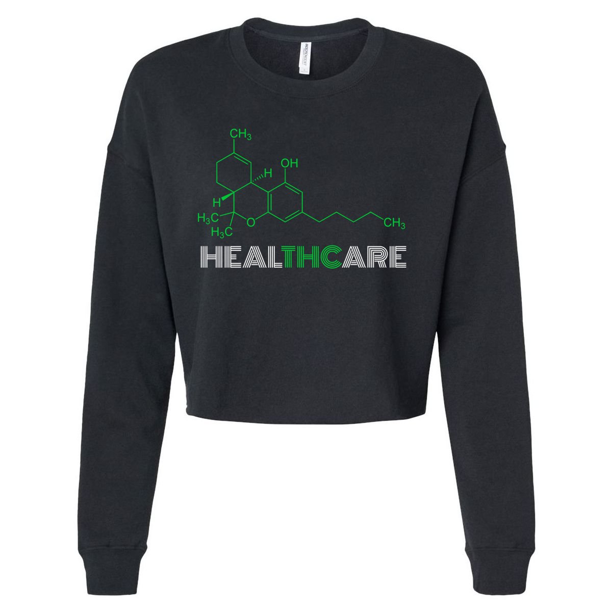 Thc Healthcare Cute Gift Thc Molecule Weed Cannabis Cropped Pullover Crew
