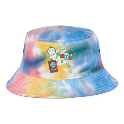 Tourist Holidays Costume Camera Passport Traveling Vacation Tie Dye Newport Bucket Hat