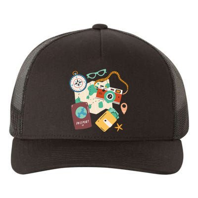 Tourist Holidays Costume Camera Passport Traveling Vacation Yupoong Adult 5-Panel Trucker Hat