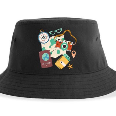 Tourist Holidays Costume Camera Passport Traveling Vacation Sustainable Bucket Hat