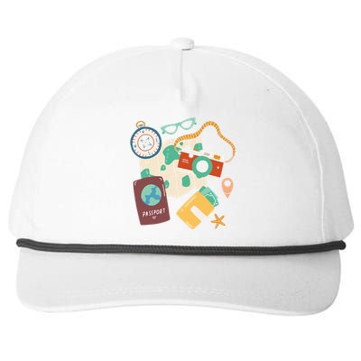 Tourist Holidays Costume Camera Passport Traveling Vacation Snapback Five-Panel Rope Hat