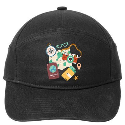 Tourist Holidays Costume Camera Passport Traveling Vacation 7-Panel Snapback Hat